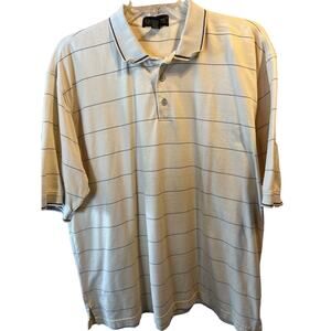 Cross Creek VTG Men’s XL Yellow Striped ss 1/4 button cotton golf polo shirt